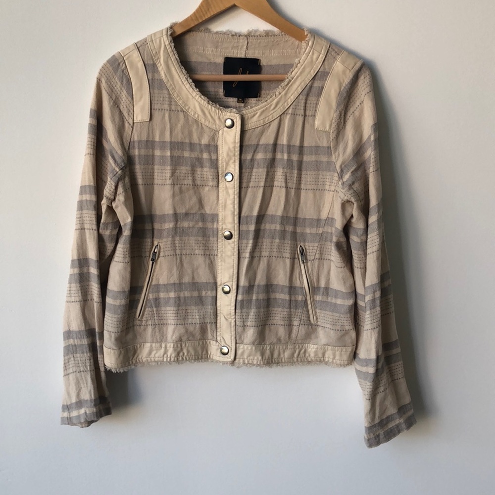 Linen & vegan leather jacket